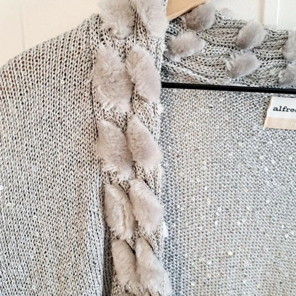 Alfred Dunner Sequin and Fur Trimmed Cardigan - Picture 2 of 5